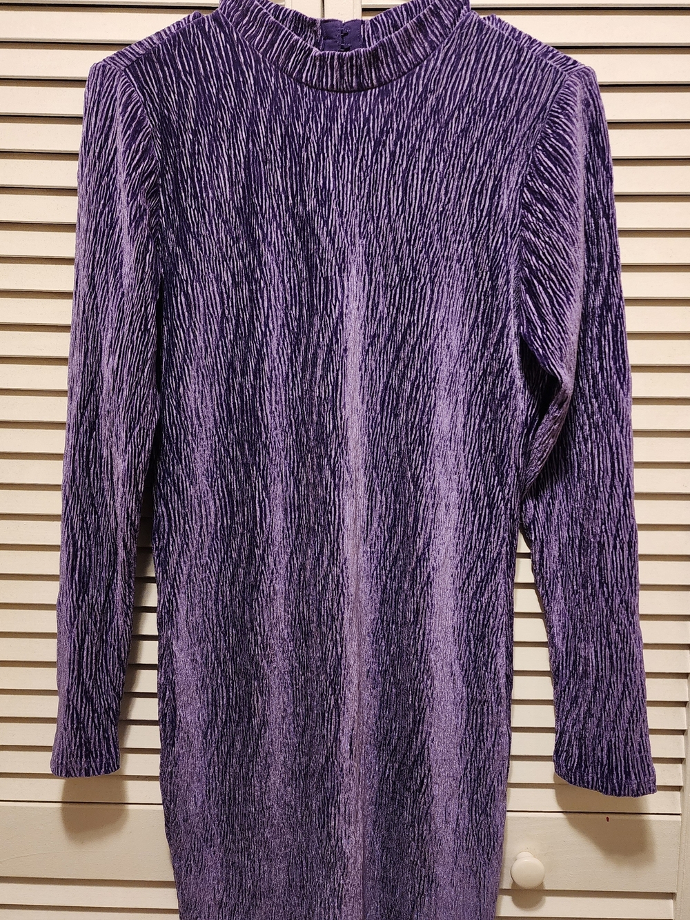 H&M Purple Textured Long Sleeve Dress